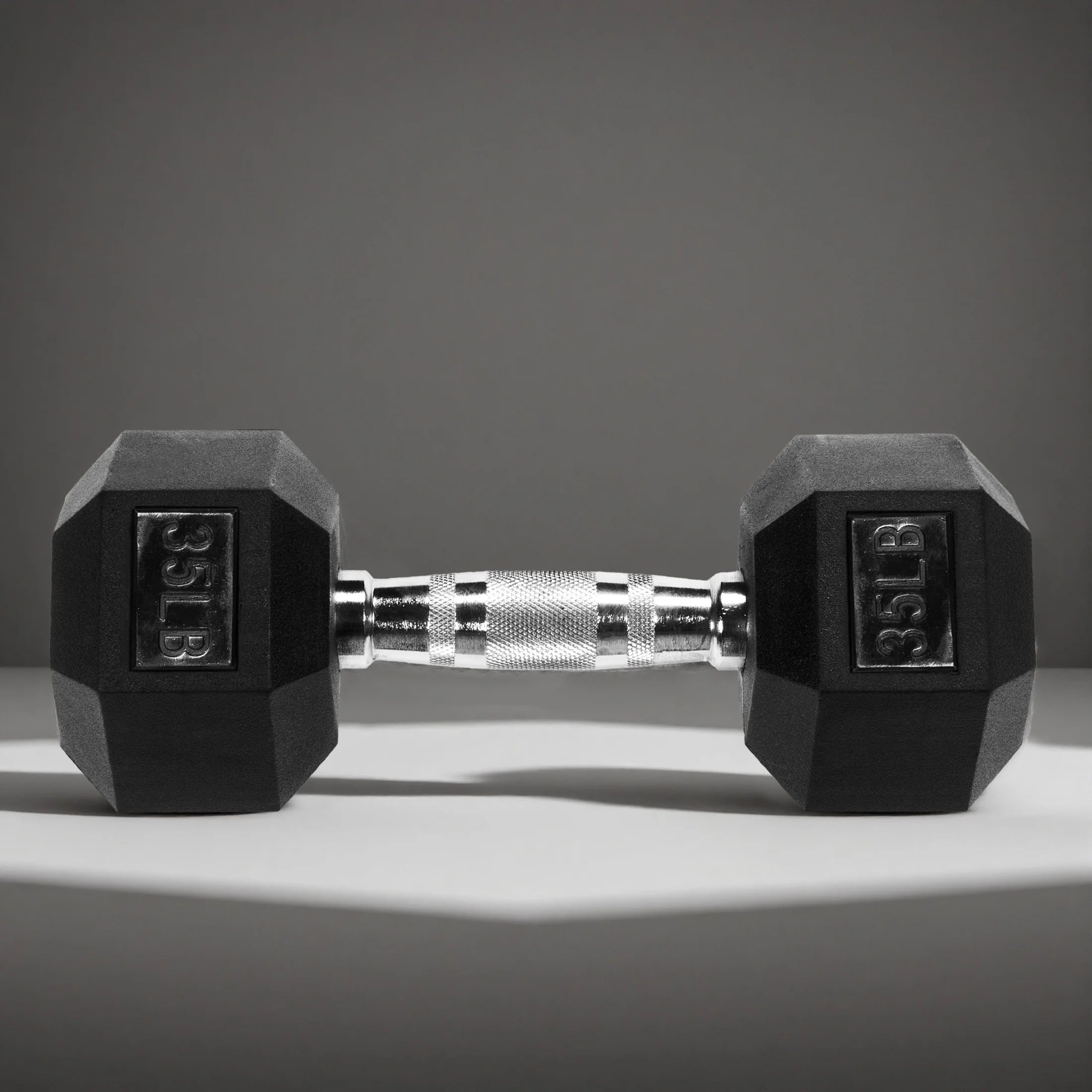 35 LB Rubber Hex Dumbbell – Anti-Roll Grip for Strength Training, Home Gym & Full-Body Workouts
