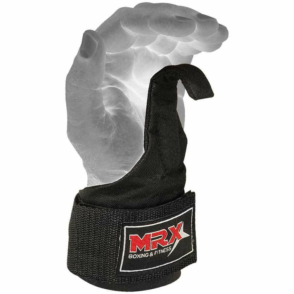 Weight Lifting Metal Hooks Gym Training Deadlift Wrist Support Grips Straps Wrap