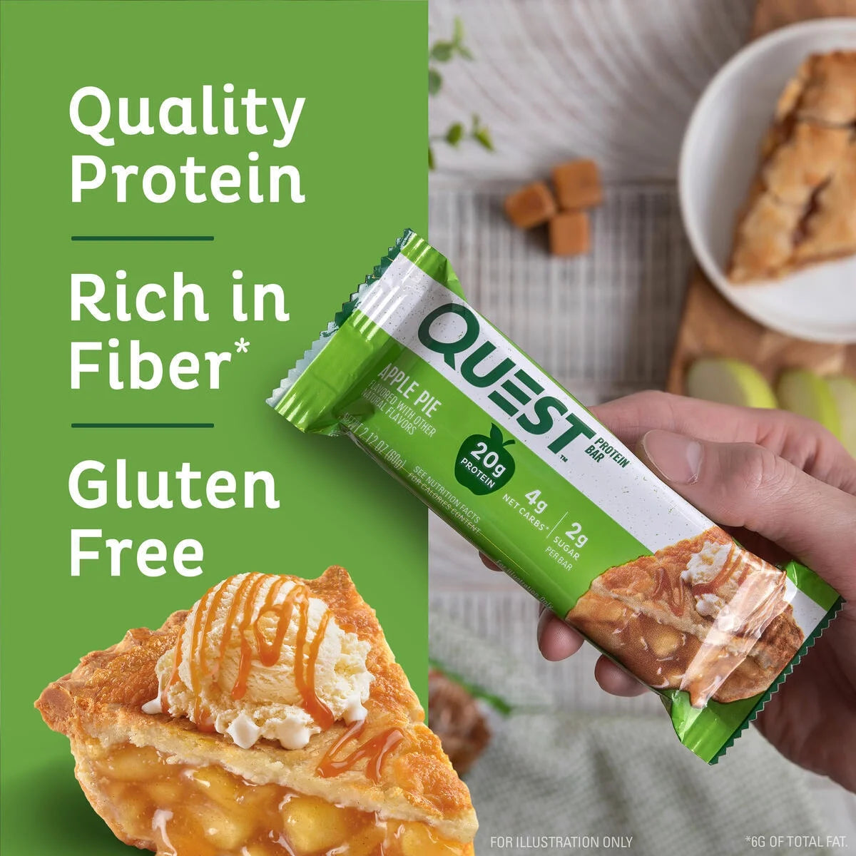Quest Protein Bar, Apple Pie Flavored, 20G Protein , 4 Count