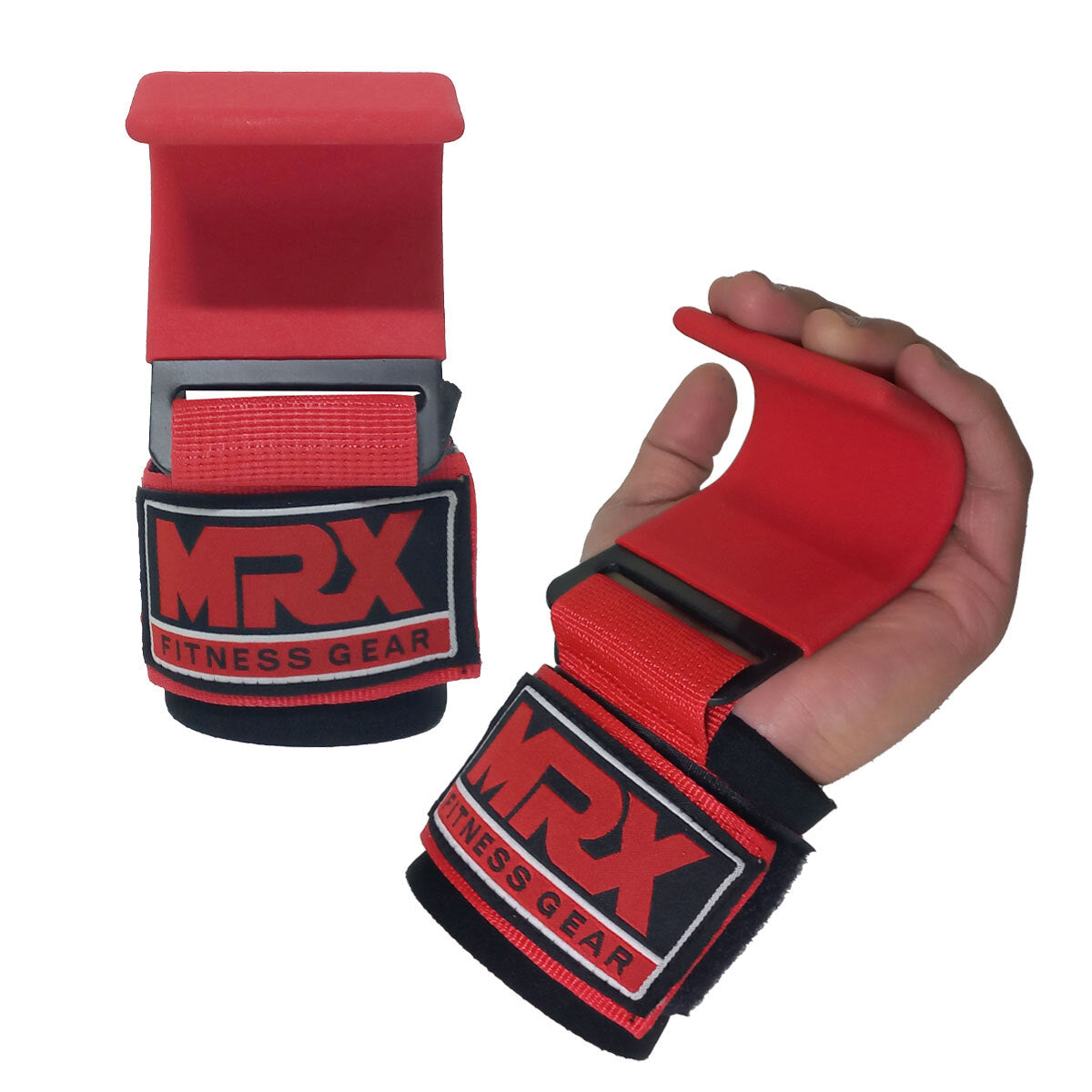 Weight Lifting Metal Hooks Gym Training Deadlift Wrist Support Grips Straps Wrap