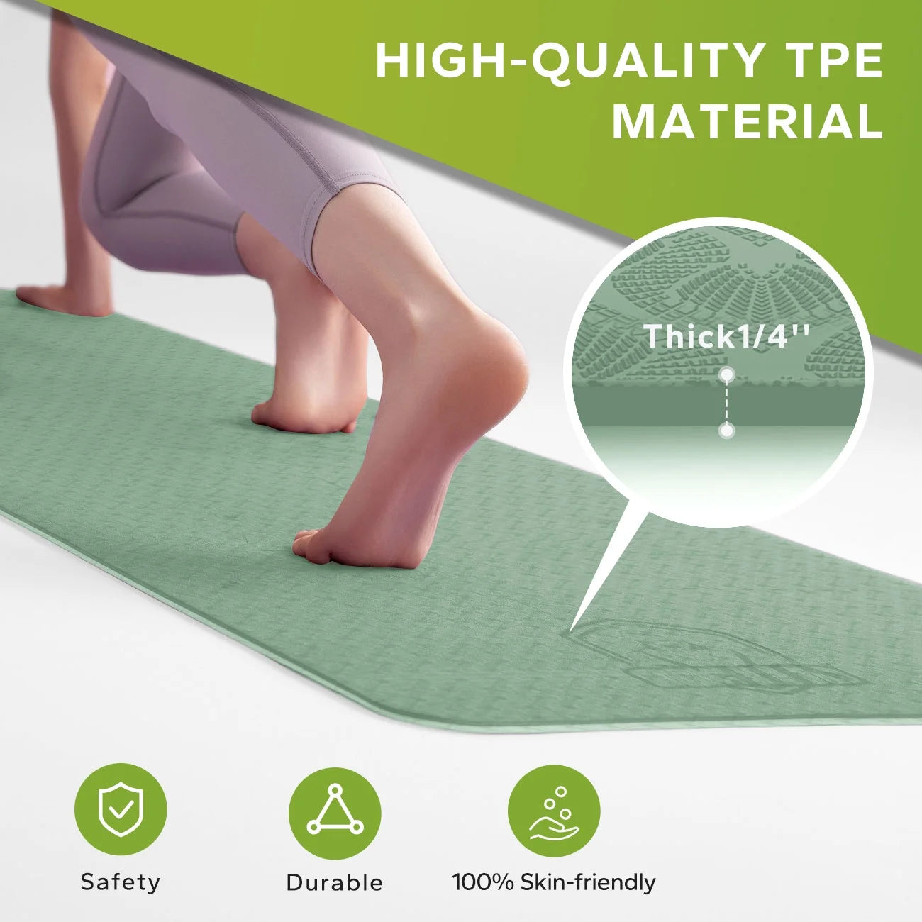 Extra Large Non-Slip Yoga Mat (6' X 4' X 0.25") - Thick & Durable Exercise Mat for Yoga, Pilates, Stretching & Home Workouts - Eco-Friendly, Perfect for Barefoot Meditation