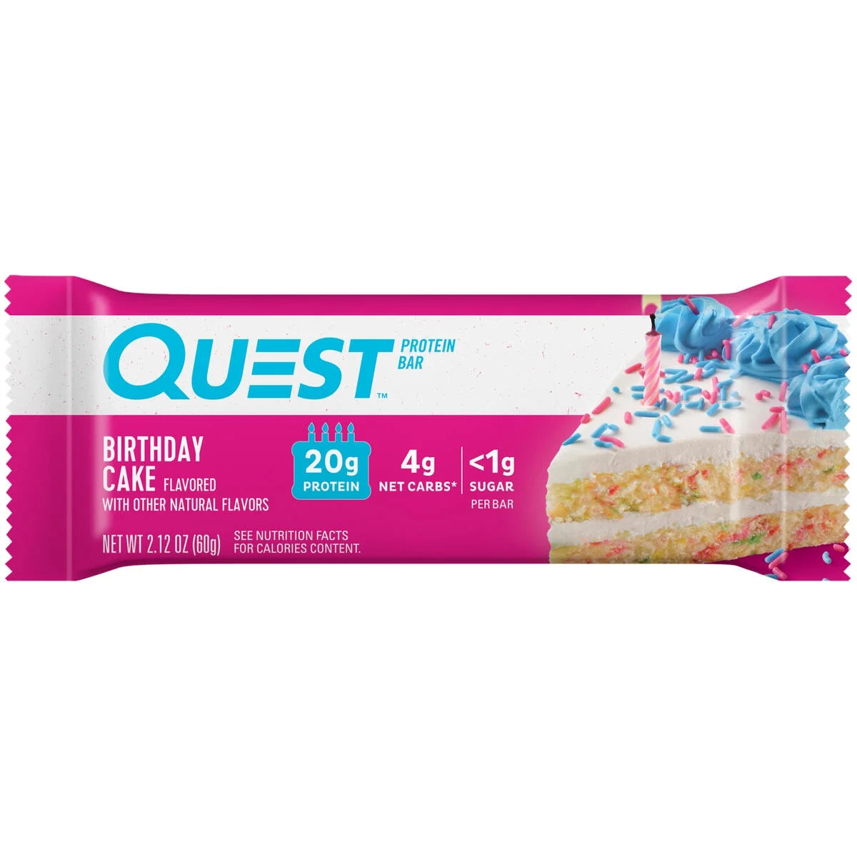 Quest Protein Bar, Birthday Cake Flavor, 21G Protein, Gluten-Free, 12 Count