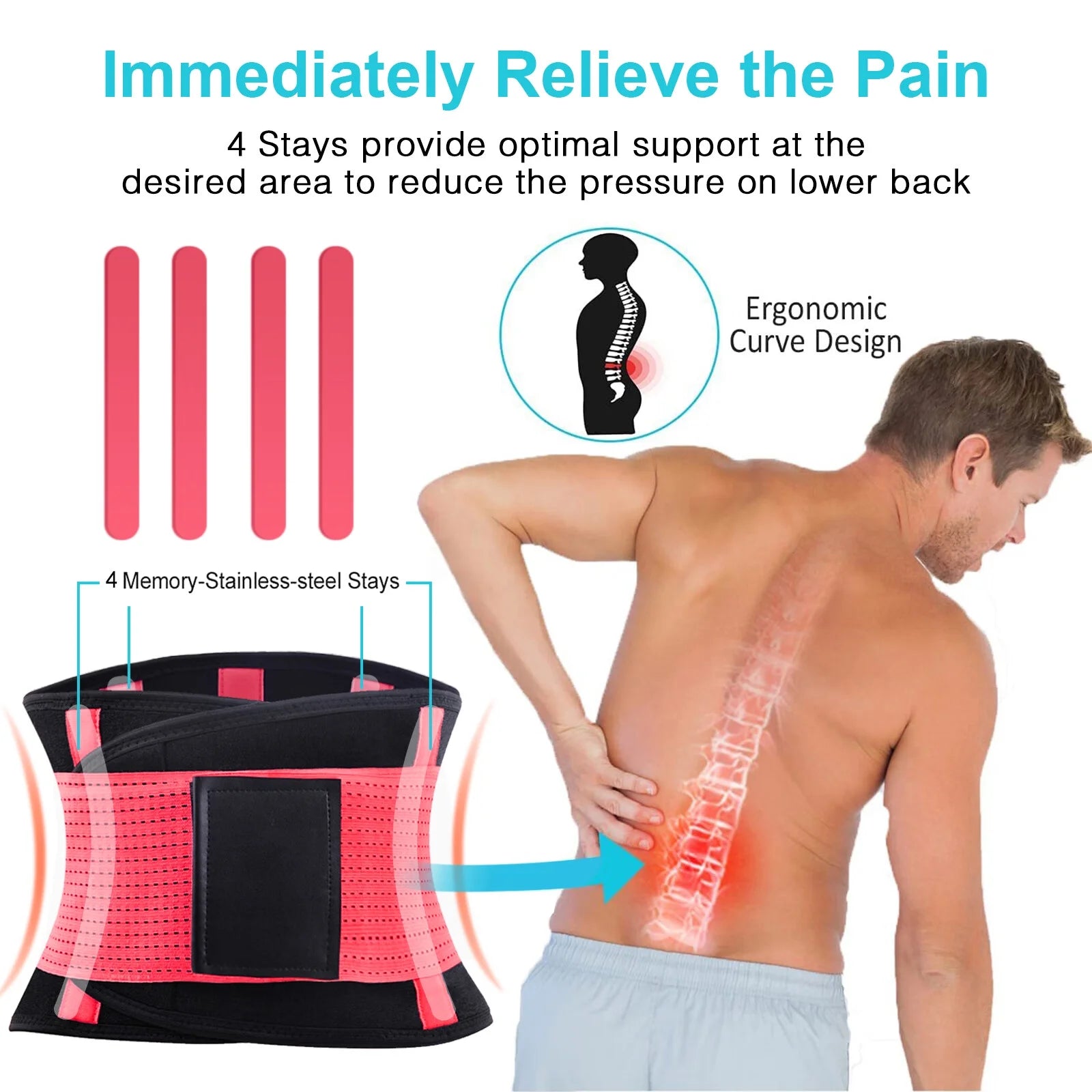 Womens Back Brace for Lower Pain Relief & Herniated Disc Sciatica,Back Support Belt for Lifting at Work Scoliosis,Pink,S