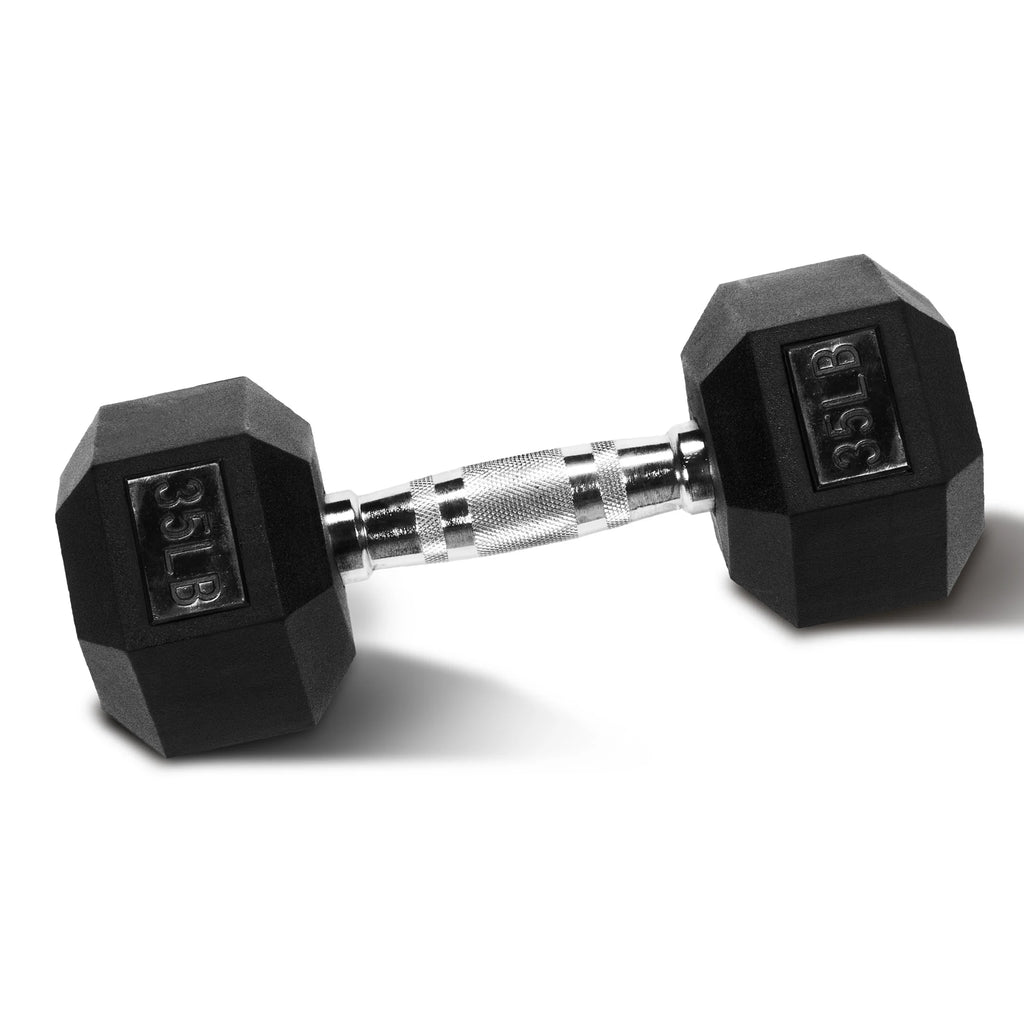35 LB Rubber Hex Dumbbell – Anti-Roll Grip for Strength Training, Home Gym & Full-Body Workouts