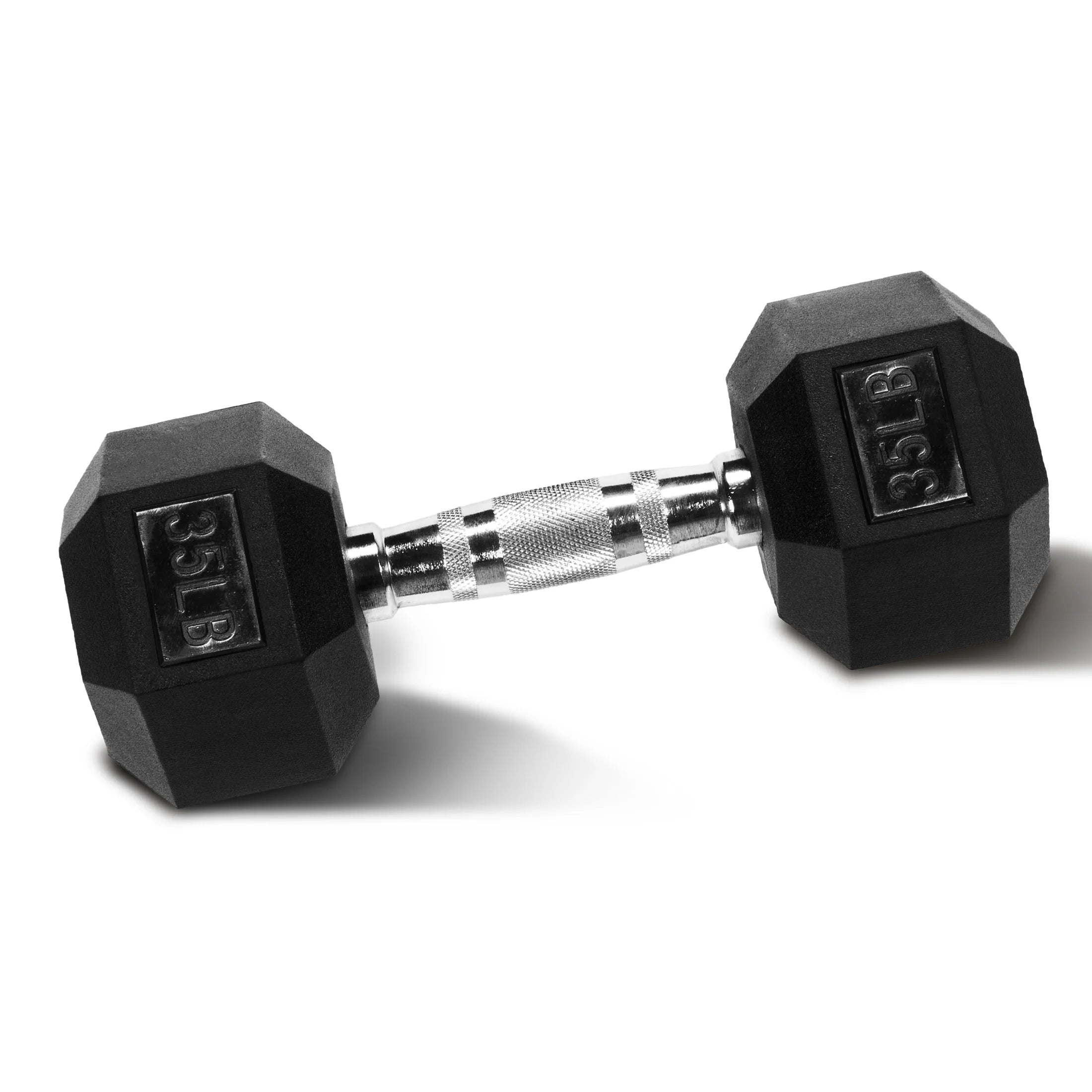 35 LB Rubber Hex Dumbbell – Anti-Roll Grip for Strength Training, Home Gym & Full-Body Workouts