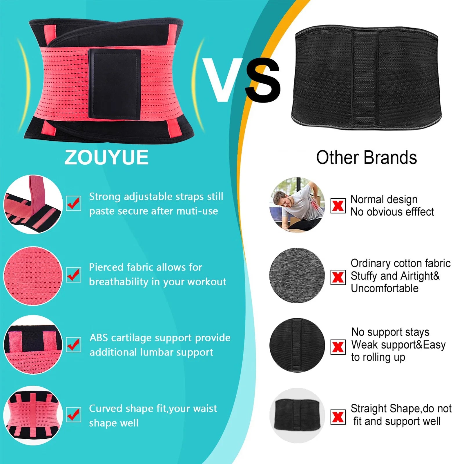 Womens Back Brace for Lower Pain Relief & Herniated Disc Sciatica,Back Support Belt for Lifting at Work Scoliosis,Pink,S