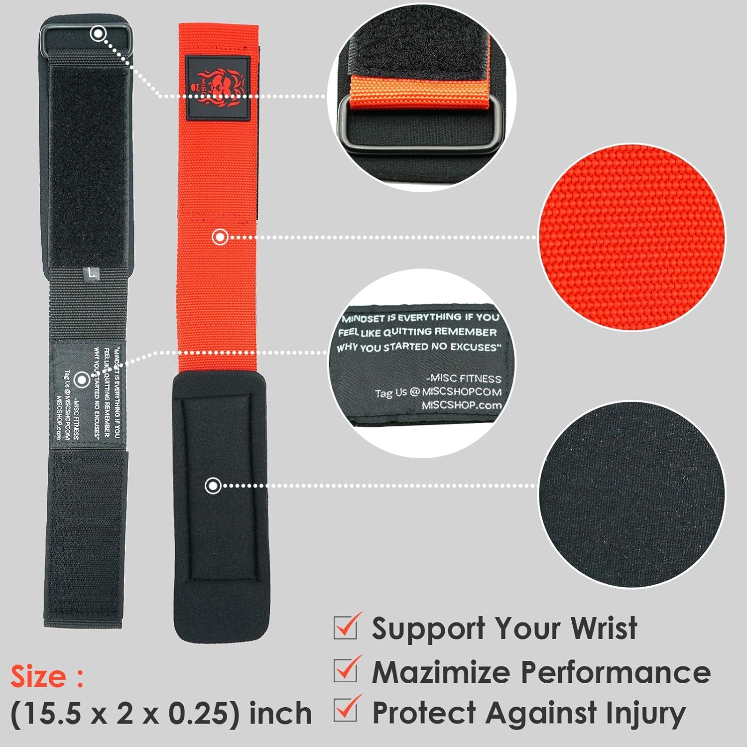 Fitness Wrist Wraps - Lifting Support Compression and Stabilization for Powerlifting Weightlifting Crossfit - Custom Fit Adjustable Fixing Tape Extra Wide Strap with Steel Buckle