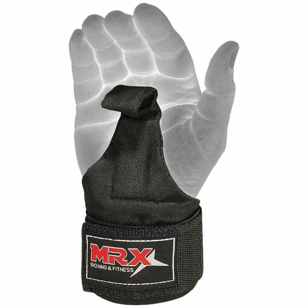Weight Lifting Metal Hooks Gym Training Deadlift Wrist Support Grips Straps Wrap