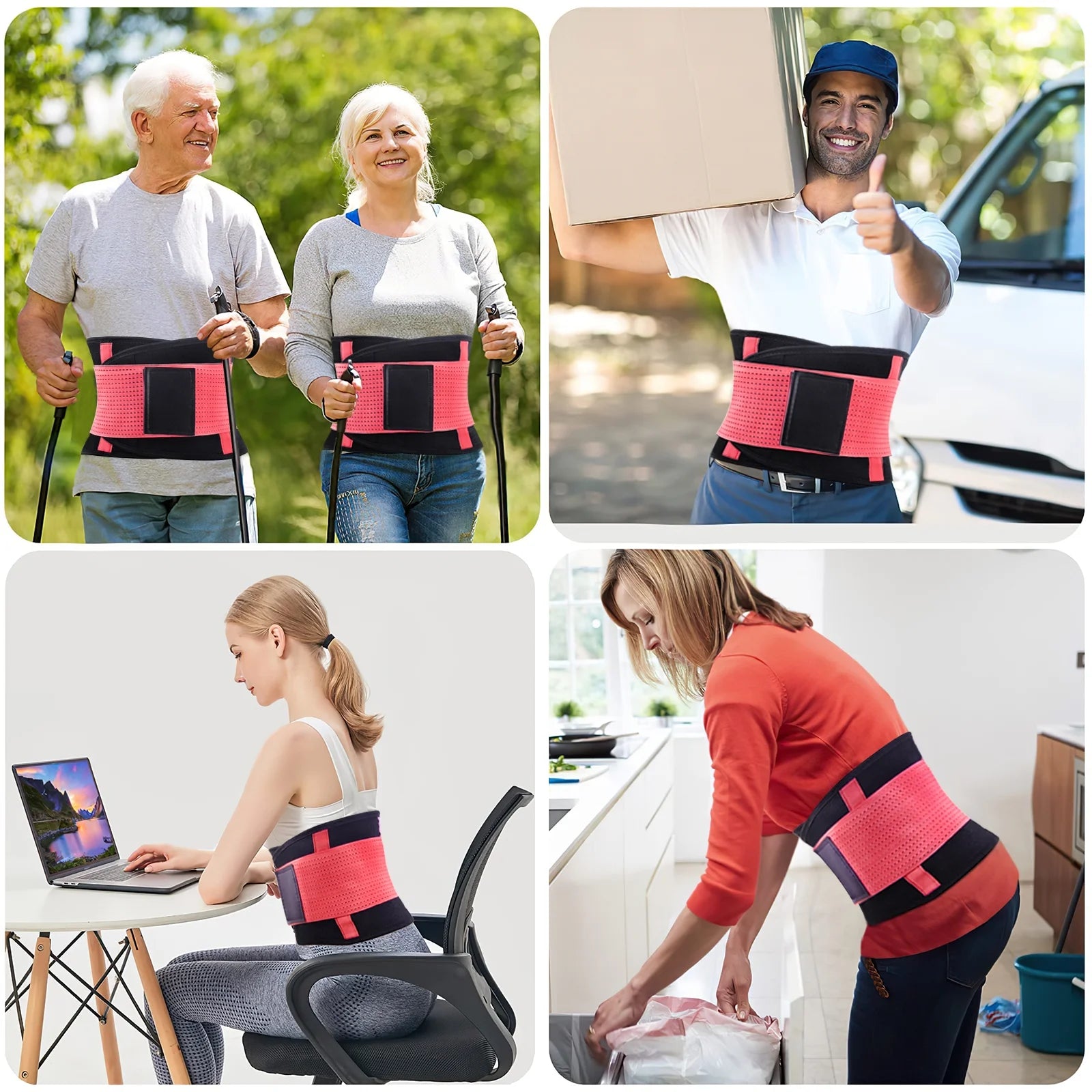 Womens Back Brace for Lower Pain Relief & Herniated Disc Sciatica,Back Support Belt for Lifting at Work Scoliosis,Pink,S