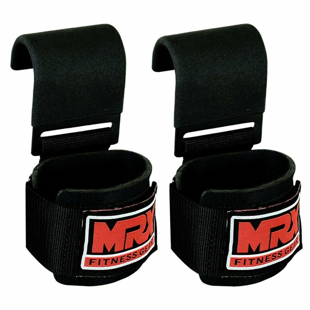 Weight Lifting Metal Hooks Gym Training Deadlift Wrist Support Grips Straps Wrap